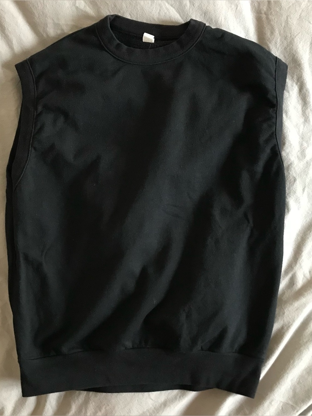 LOS ANGELES APPAREL sleeveless black crewneck cotton sweatshirt vest size S 🖤✨